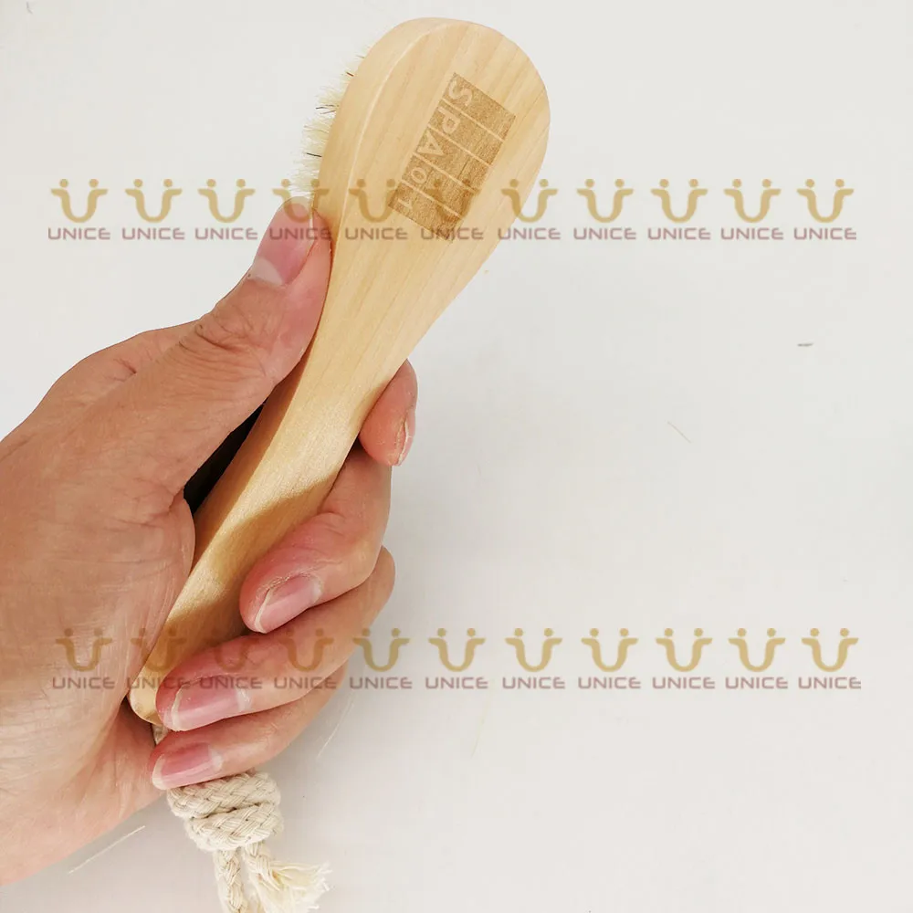 100Pcs/Lot OEM Customized LOGO Boar Bristle Facial Shaving Brush Wooden Handle Cleaning Grooming