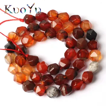 

Natural Faceted Coffee Brown Dragon Vein Agates Beads Loose Stone Beads For Making Jewelry 15" 6/8/10 MM DIY Bracelets Necklace