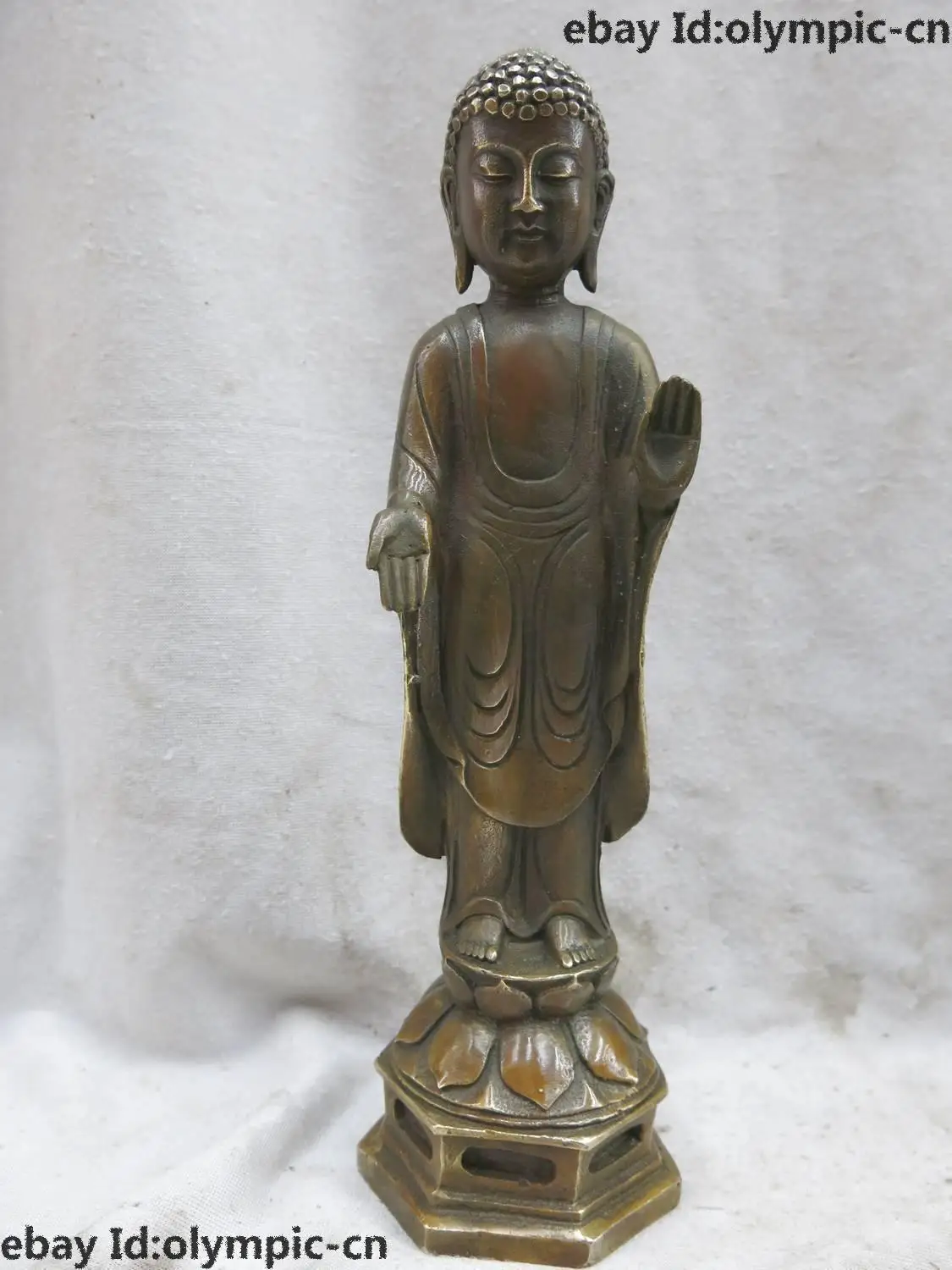 

DS 9" China brass carved copper Buddhism Shakya Mani Buddha Sculpture Statue