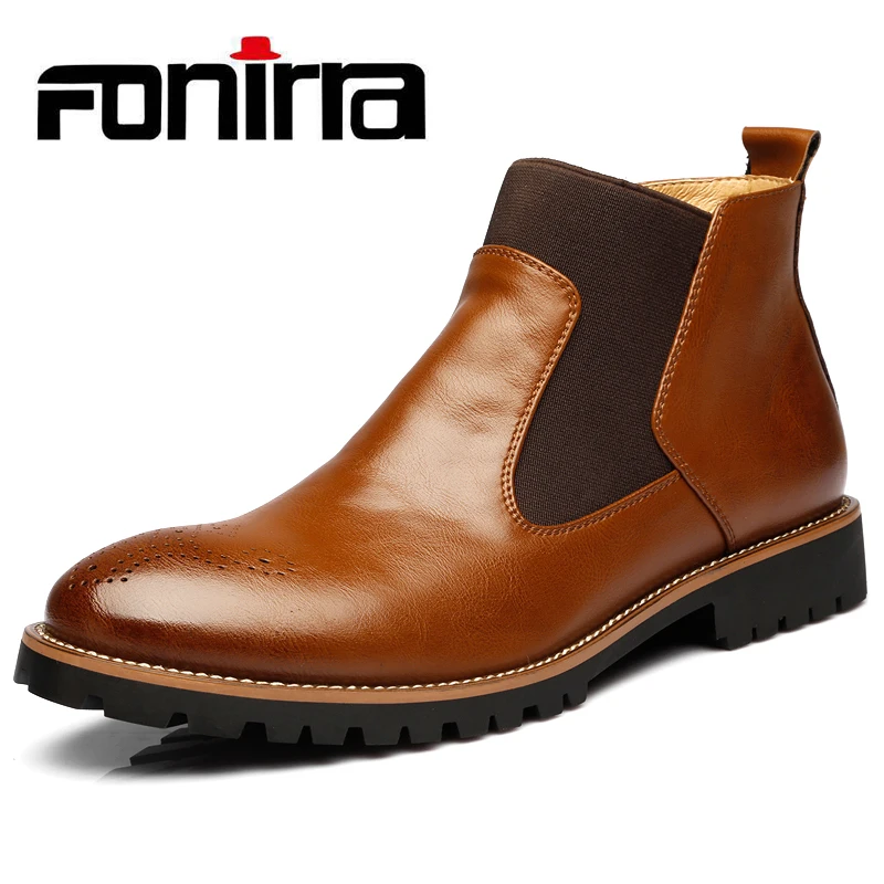 FONIRRA/мужские ковбойские ботинки Челси в ковбойском стиле с мехом теплые
