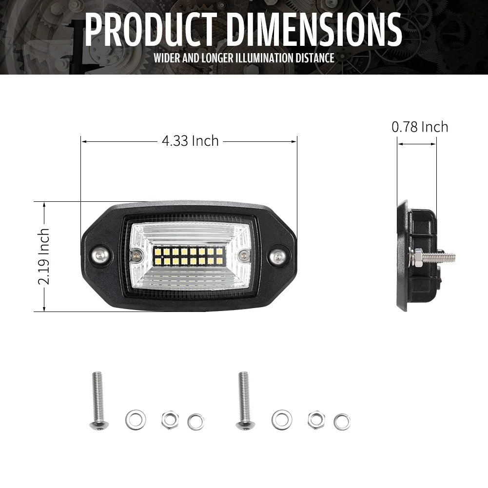 Светодиодный светильник с заподлицо, 2 шт., 4 дюйма/7 дюймов, светодиодный светильник с заподлицо, для вождения по бездорожью, светодиодный светильник для работы, водонепроницаемый, для гольфа, джипа