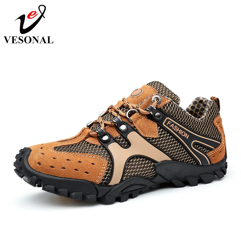 

VESONAL Hot Sale Breathable Light Spring Summer Casual Sneakers Male Mesh Shoes For Men Cow Suede Leather Adult Walking Footwear
