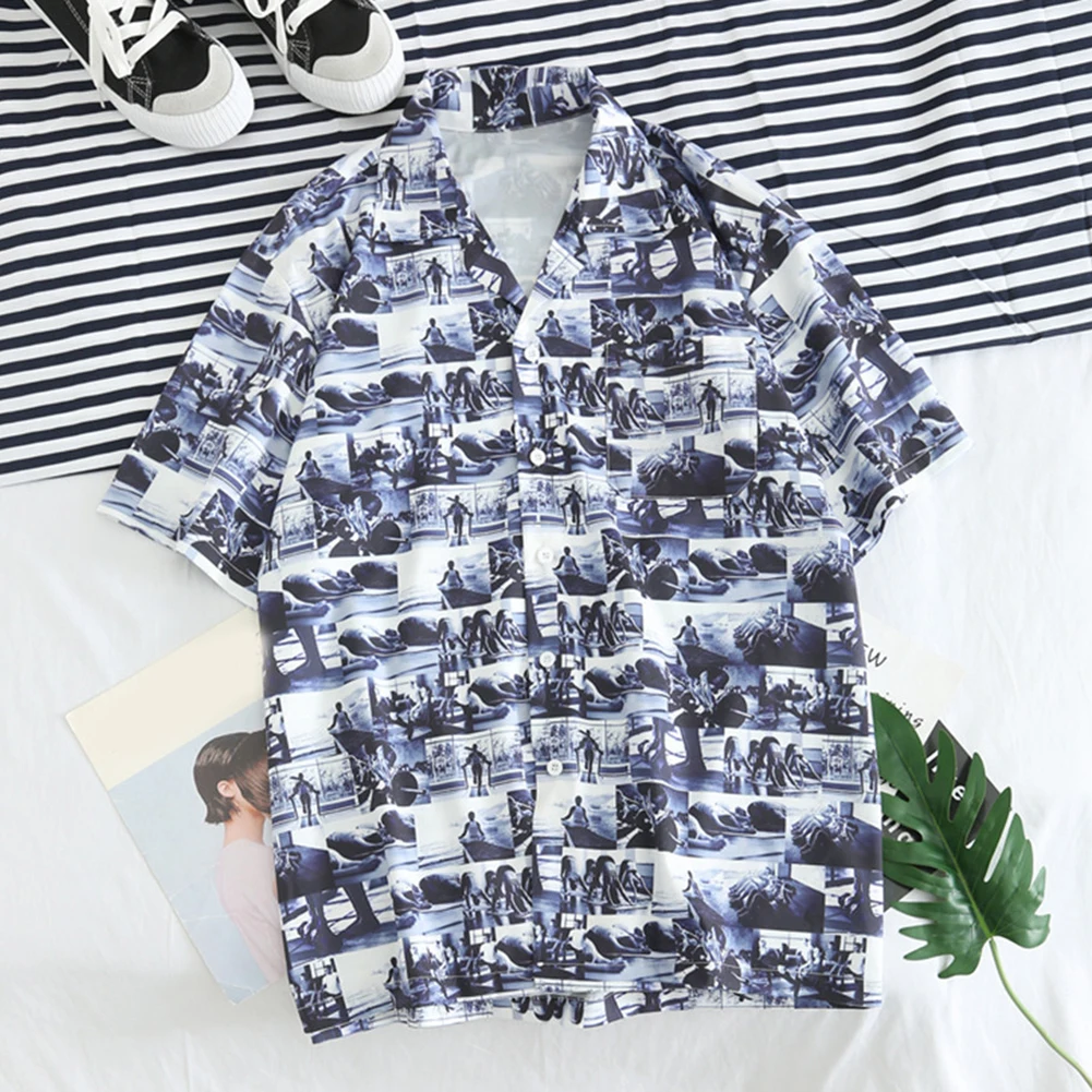 S-2XL, Harajuku, забавная рубашка в стиле хип-хоп, модные летние пляжные Гавайские мужские рубашки, Повседневная рубашка с отложным воротником и принтом, 3 цвета