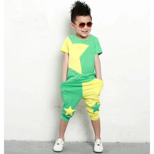 Sodawn/детская одежда; Одежда для девочек; Одежда для мальчиков; весенне-летний костюм - Цвет: green