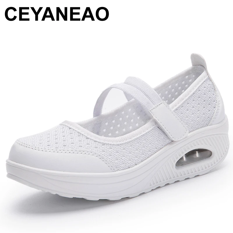 CEYANEAO 2019 летние женские туфли на плоской платформе дышащие сетчатые повседневные