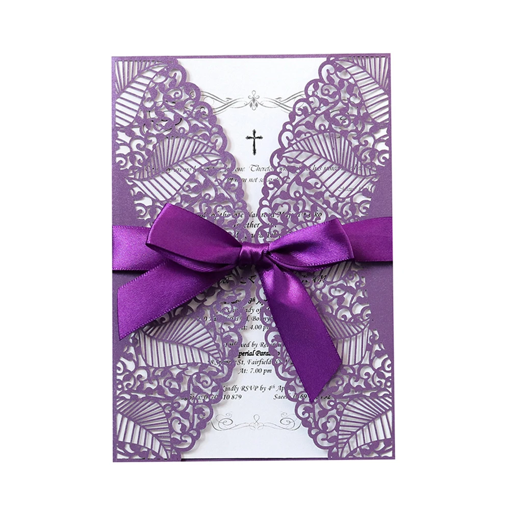  Luxurious 10Pcs Hollow Laser Cut Wedding Invitations Card Elegant Engagement Wedding Fashion Greeti - 33044503130