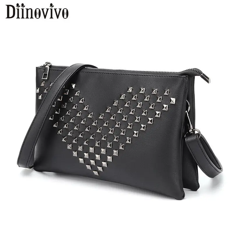 

DIINOVIVO Fashion Rivet Women Bag Over Shoulder Punk Style Skull Clutch Female Casual Handbag Crossbody Bag Purse Bolsa WHDV1049