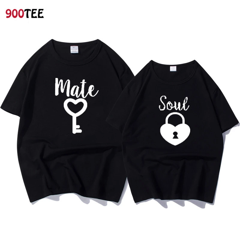 カップル恋人魂の伴侶プリント Tシャツ女性キープリント半袖 Tシャツ女性の黒のカップル服ブランド T Shirts Aliexpress