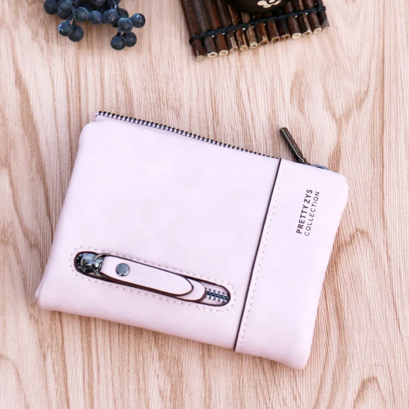 Женский короткий кошелек Prettyzyz винтажный однотонный из натуральной кожи для