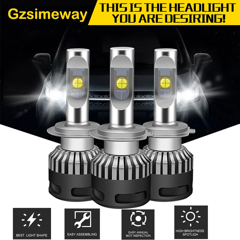 

2PCS H4 led H7 H11 D2S D4S H1 led 100W lamp car light HB3 HB4 HIR2 9004 auto headlamp xhp70 chip 6000K H8 LED fog lamp 12v 24V