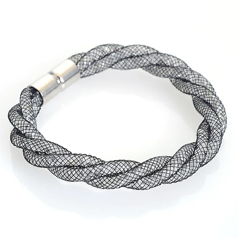 

New Arrival European Twist Resin Crystal Mesh Chain Statement Bracelet For Women Gifts N1555
