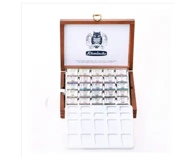 

12/24/48 Solid Watercolor cake Paint artist Pigment cake Student adult Art Supply lapis de cor Schmincke tube wooden box 1set