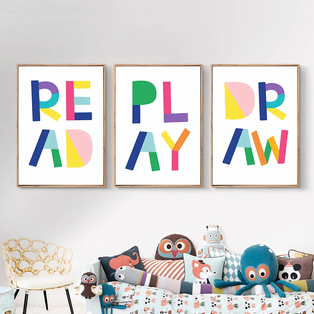 Watercolor Canvas Painting Cartoon Poster Nursery Posters And Prints Kids Room Painting Quotes Wall Canvas Children Unframed