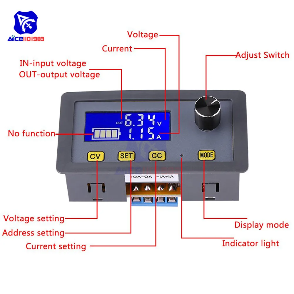 Diymore CC/CV DC-DC 6-32 В до 0-32 В 5A Регулируемый понижающий источник питания регулятор напряжения понижающий преобразователь модуль с ЖК-дисплеем