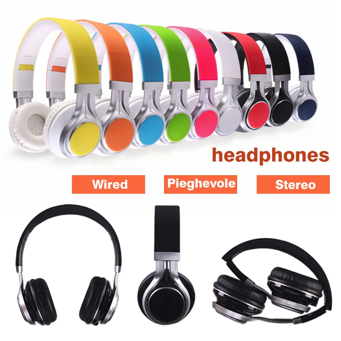 Foldable Wired Mobile Phone Headphone 3.5MM Stereo Headset Earphone