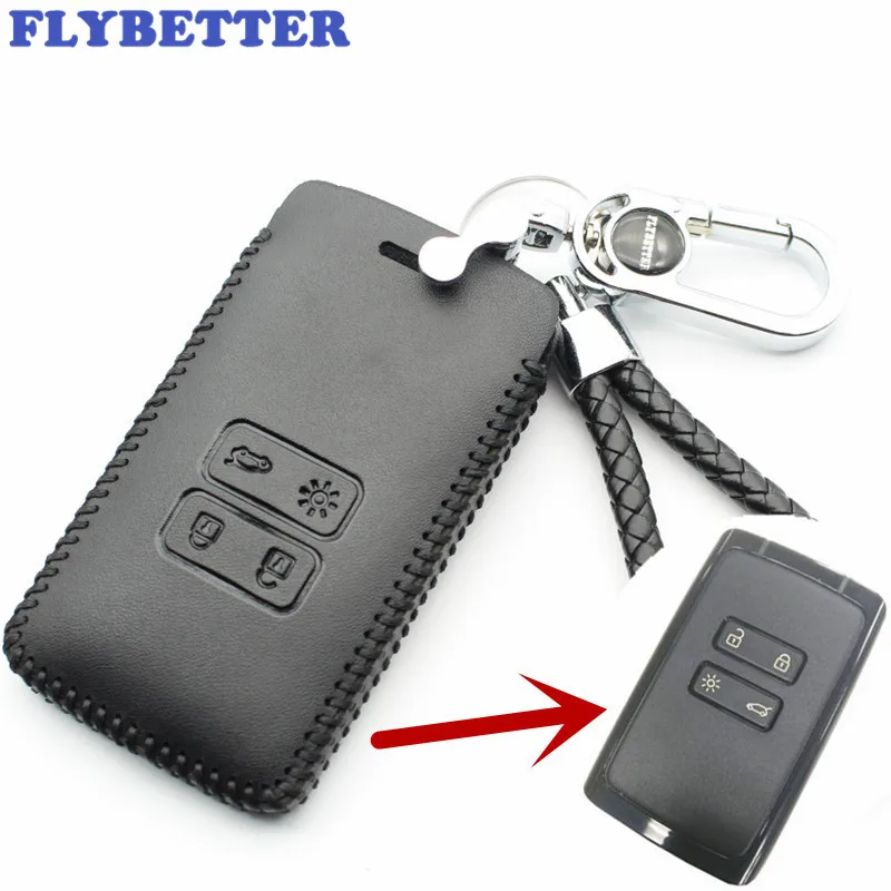 FLYBETTER 10 шт. из натуральной кожи 4 кнопки Smart Key чехол для Renault Kadjar стайлинга автомобилей(B) L2000