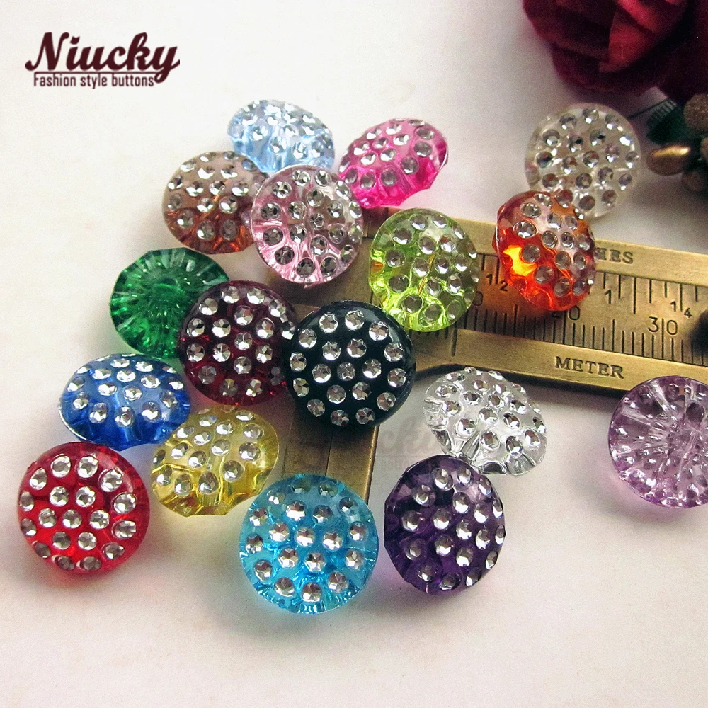 Niucky 12.5mm Candy Imitation Rhinestone Acrylic Buttons For Sewing Diy