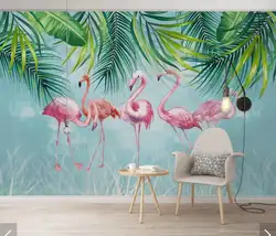 Фламинго тропические листья настенные фрески, настенные Бумага для Гостиная Спальня HD фото стена Бумага рулонов свяжитесь с Бумага росписи