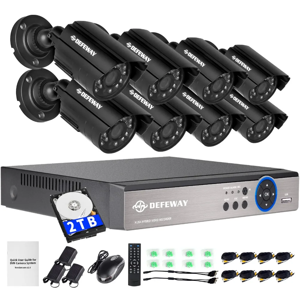 DEFEWAY 8 1200TVL 720P HD font b Outdoor b font CCTV Security Camera System 1080N Home