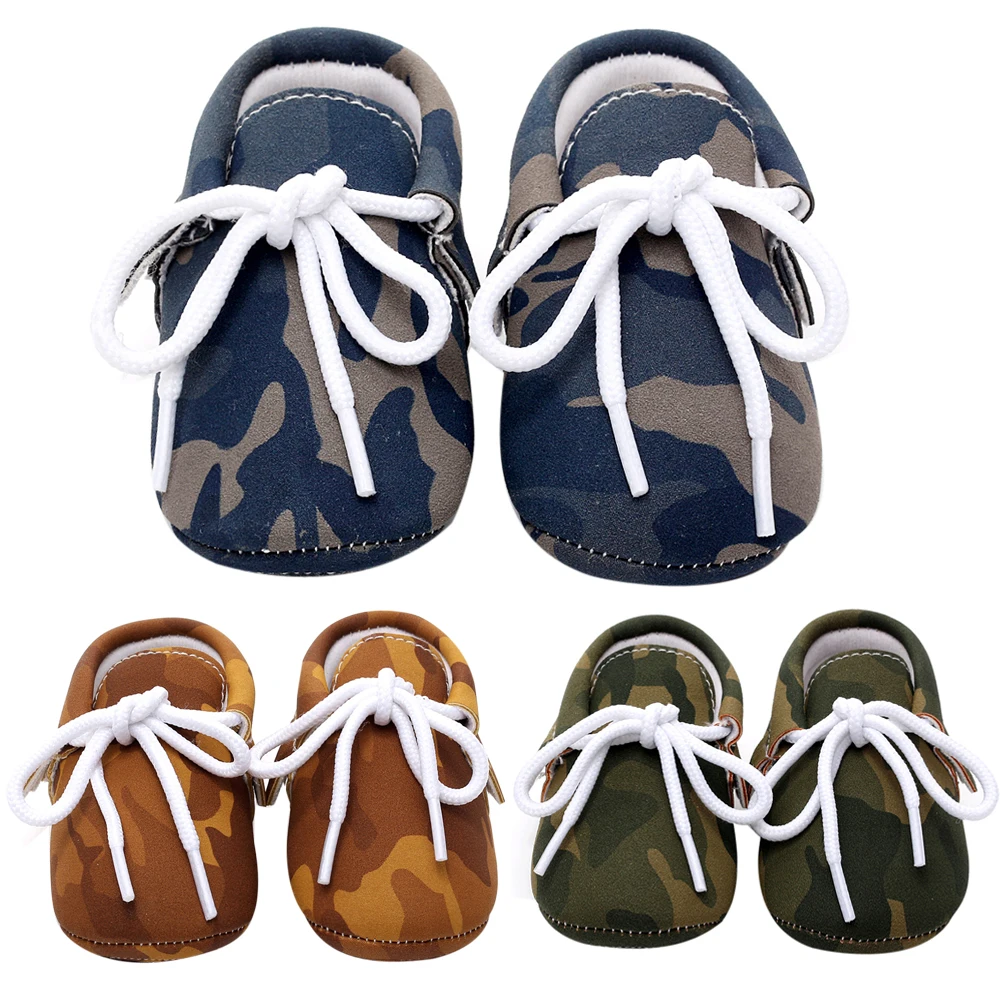 

Baby Shoes PU Leather Camouflage Shoes For Girls Kids Newborn Boys Army Green Blue Brown Sneakers Shoes Autumn Spring