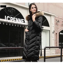 Зима, длинный пуховик для женщин, большой размер, тонкая утепленная женская куртка с капюшоном