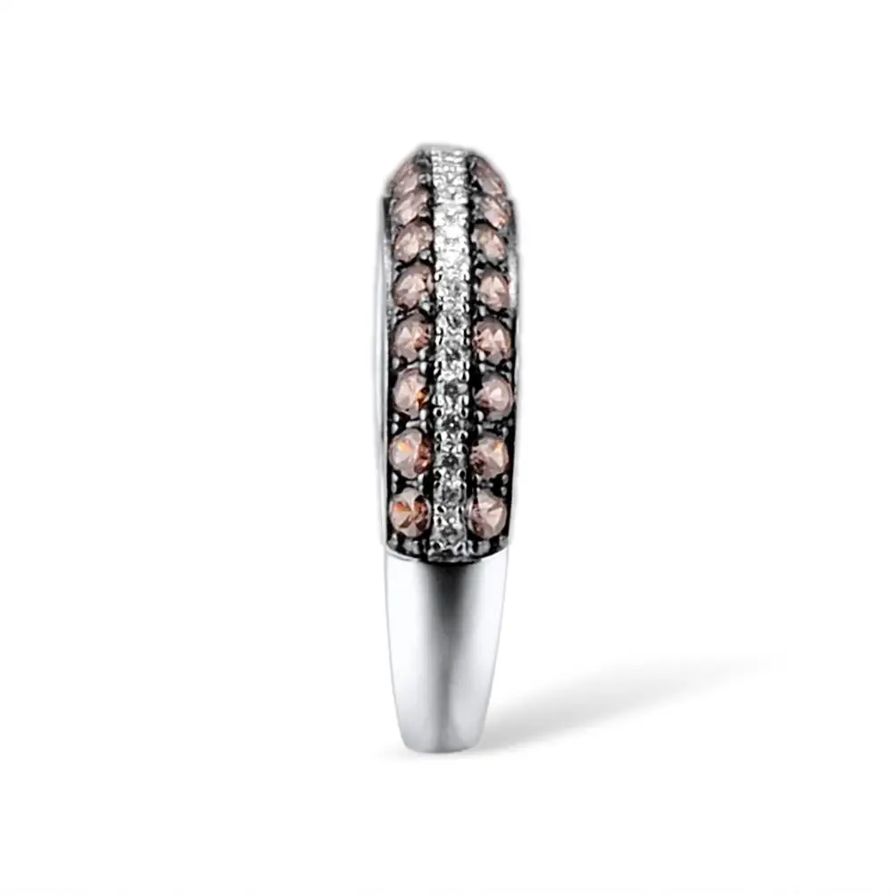 SANTUZZA серебряное кольцо для женщин 925 пробы Серебряное модное круглое кольцо для женщин шоколадное CZ Кольцо вечерние ювелирные изделия
