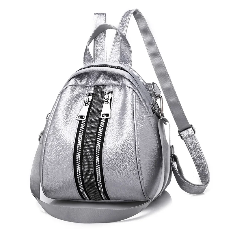 Женский рюкзак высокого качества из искусственной кожи, рюкзаки для девочек-подростков, женская школьная сумка через плечо, рюкзак в виде ракушки, mochila - Цвет: Серебристый