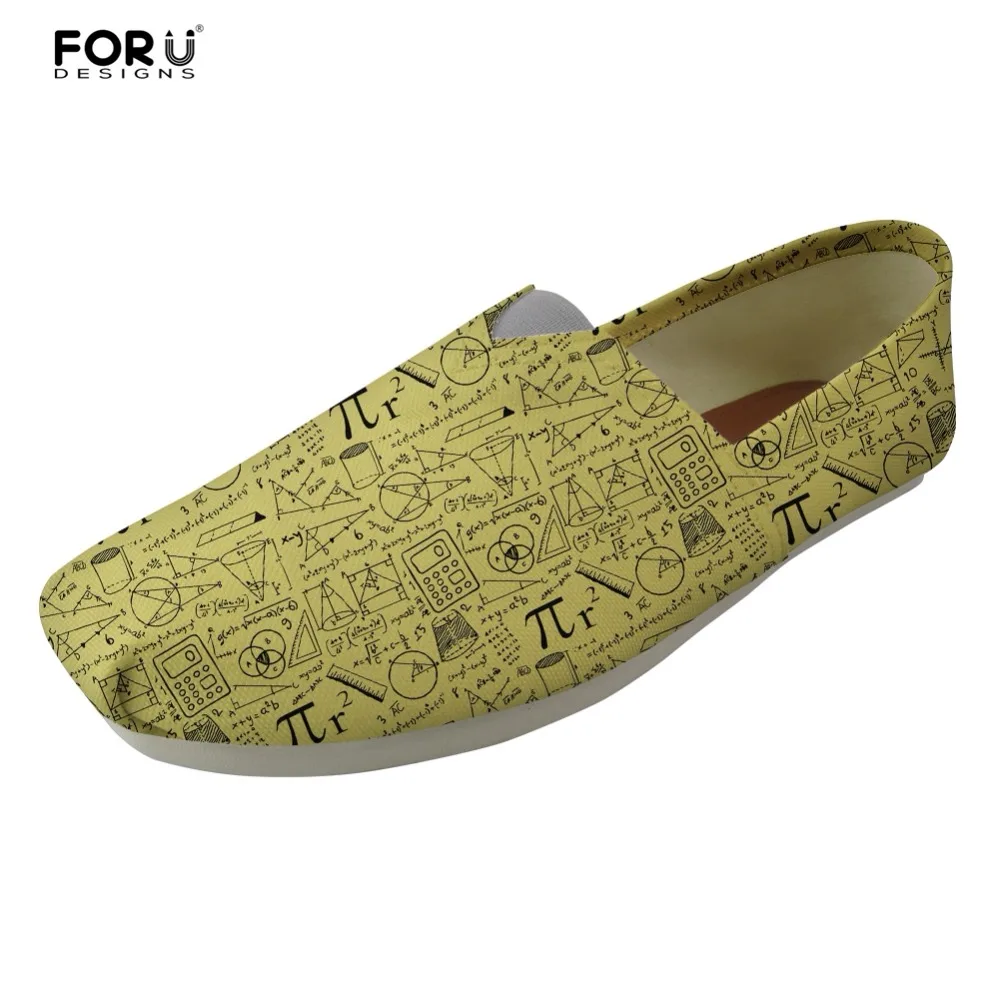 

FORUDESIGNS 2018 New Fashion Women Casual Shoes Flats 3D Math Prints Women's Comfortable Lovers Shoes Loafers Woman Canvas Walk