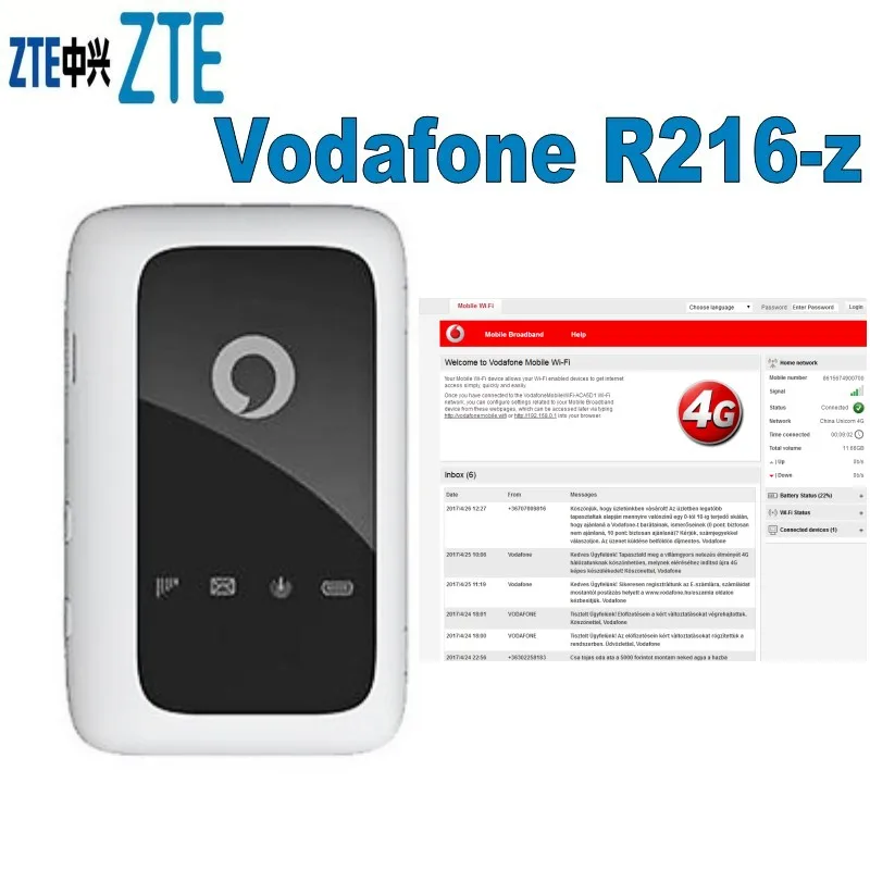 Unlocked ZTE Vodafone R216 With Antenna 4G LTE 150Mbps Mobile Hotspot Pocket Router