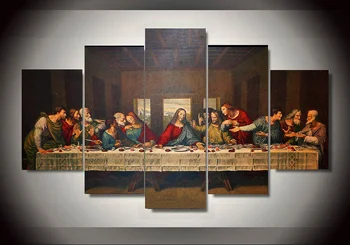 

5 Piece Jesus Christ Painting Room Decoration The Last Supper HD Printed Painting for Home Deocr