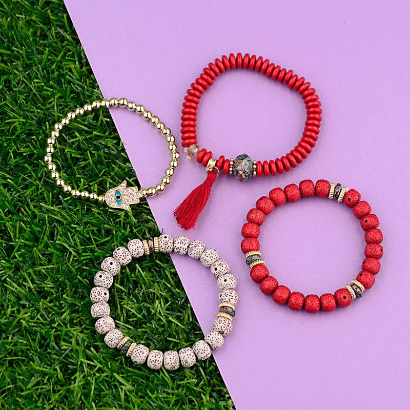 #*Cheap Amader Women #039;s Boho Multilayer Beads Charm Bracelets Vintage Resin Stone Bracelets amp;Bangles Pulseras Ethnic Jewelry Tassel HXB047