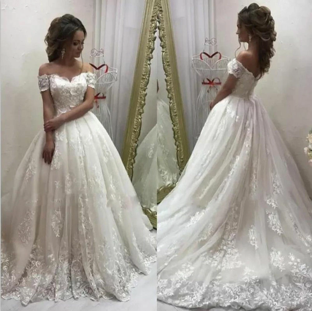 

Women Fashion Lace Off-shoulder Luxury Wedding Dress Wedding Gown