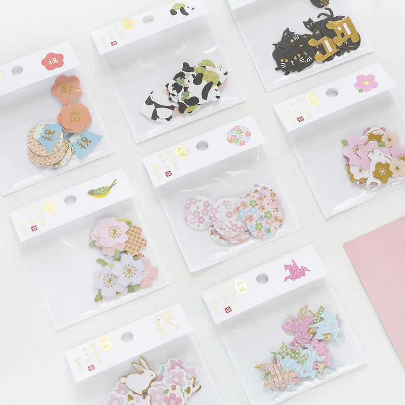 

Hot stamping Paper Sticker Cute Panda Cat Sakura Decoration DIY Diary Scrapbooking Label Stationery gift school supplies