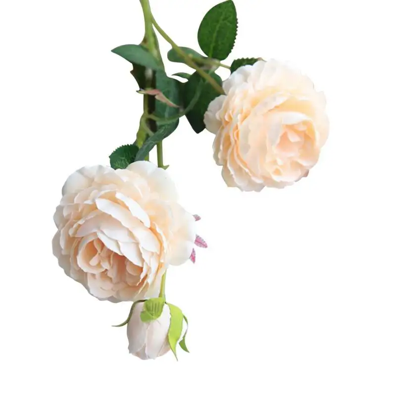 3 головы шелк Европейский Пион цветок длинный ствол поддельные пластиковые цветы домашний сад вечерние для дома свадебный Декор Искусственный цветок розы