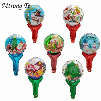 

50/100pcs Merry Christmas Hand Stick Foil Balloons Decoration Air Balloons Party Supplies Christmas NEW Year Gifts kids Toys