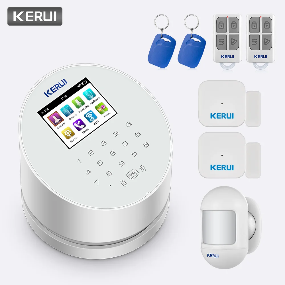 KERUI W2 RFID мини датчики движения PIR двери датчики приложение Дистанционное Управление Беспроводной WiFi GSM PSTN безопасности дома наручная