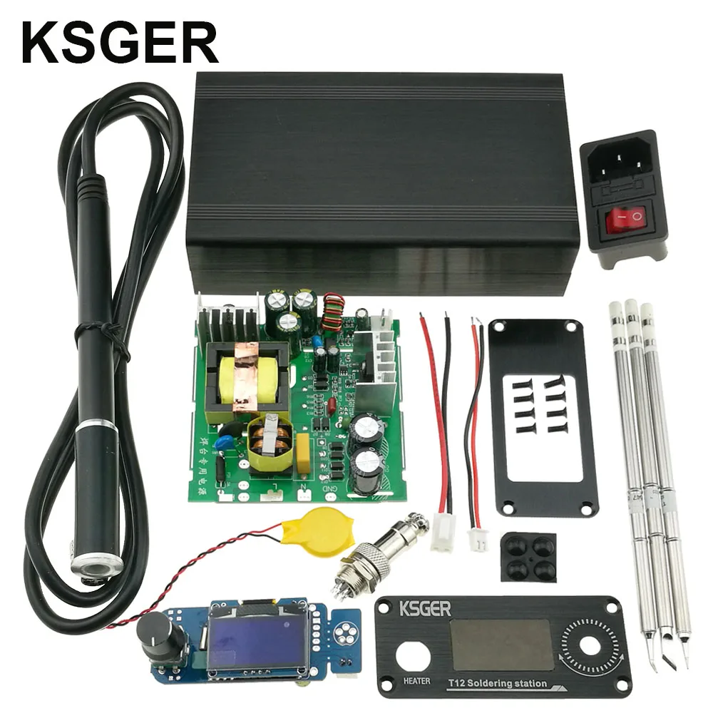 KSGER T12 DIY наборы паяльная станция STM32 V2.1S OLED контроллер температуры инструменты T12 железные наконечники FX9501 ручка из алюминиевого сплава - Цвет: sets 4