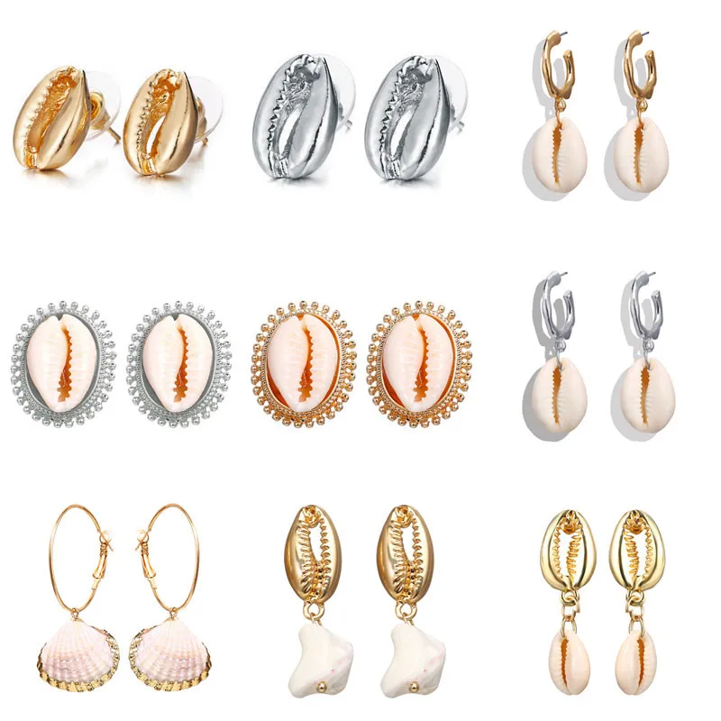 

Modyle New Sea Shell Drop Earrings Gold Silver Statement Earrings For Women Weddings Party Summer Jewelry Gift