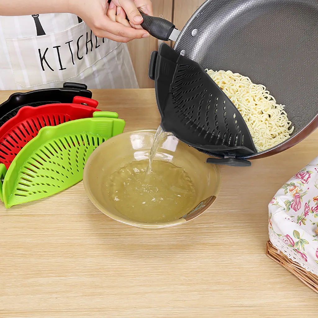 Kitchen Extras Silicone Clip On Snap and Strainer Clip Colander Heat