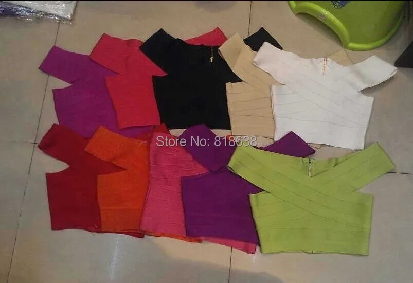

high quality white off the shoulder bandage tops wholesale black.lime.purple/orange/blue/yellow/red/beige HL0623