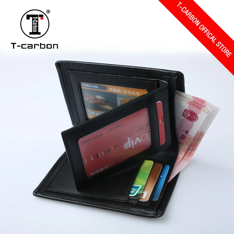 T-CARBON из углеродного волокна кожаный бумажник держатель для карт черный