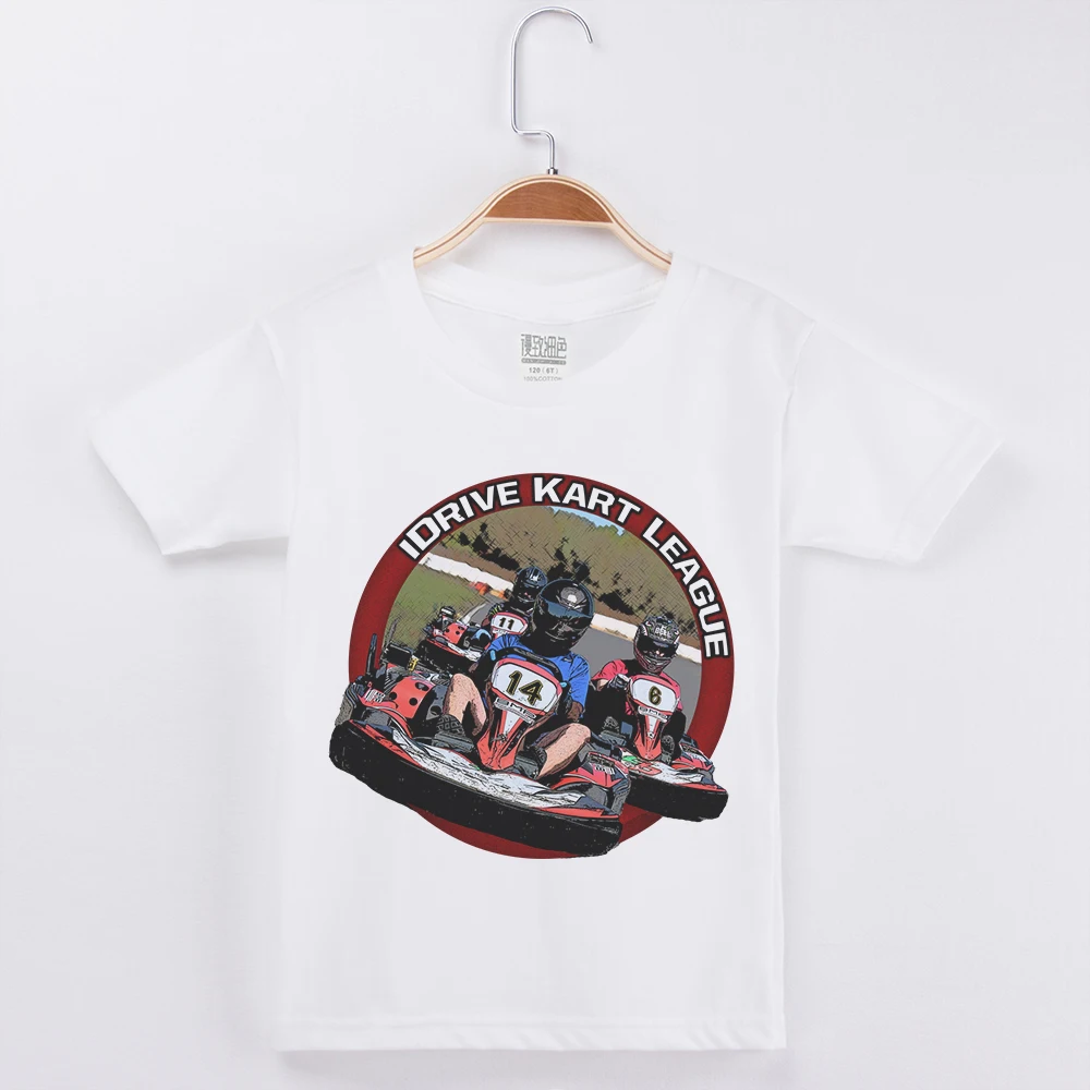 Г. Новая модная футболка для мальчиков детская футболка с принтом «картинг гонок» хлопковые белые детские топы с короткими рукавами, футболки