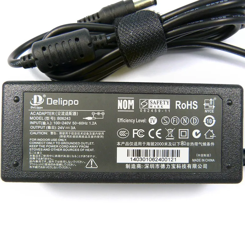 Delippo 24 В 3A адаптер переменного тока для TSC TTP-244PLUS/243E/342E блок питания принтера штрих-кода зарядное устройство