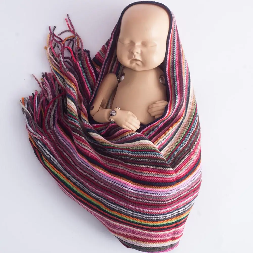 Boho вязаный для новорожденных пряжа пеленка для сна лоскутные одеяла фтограф реквизит