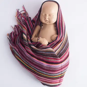 

Boho Newborn Baby Knitted Yarn Sleeping Swaddle Blanket Quilts Phtograph Props