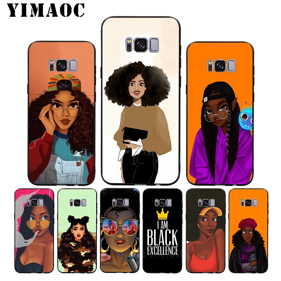 YIMAOC A5 2bunz Melanin Poppin Soft Silicone Case for Samsung Galaxy S9 S8 A6 Plus 2018 S7 S6 Edge A3 2017 2016 Note 8 9 |