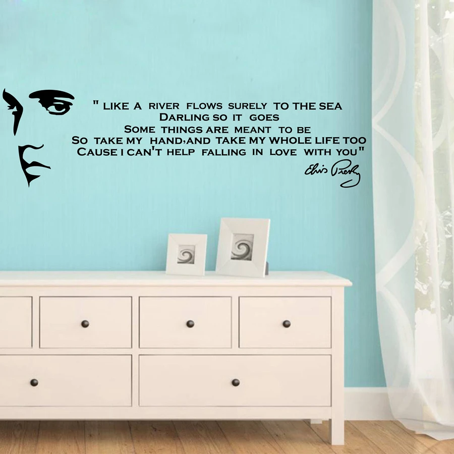  Like A River Flows ELVIS PRESLEY SONG LYRICS Quotes Vinyl Wall Art Decals Bedroom Art