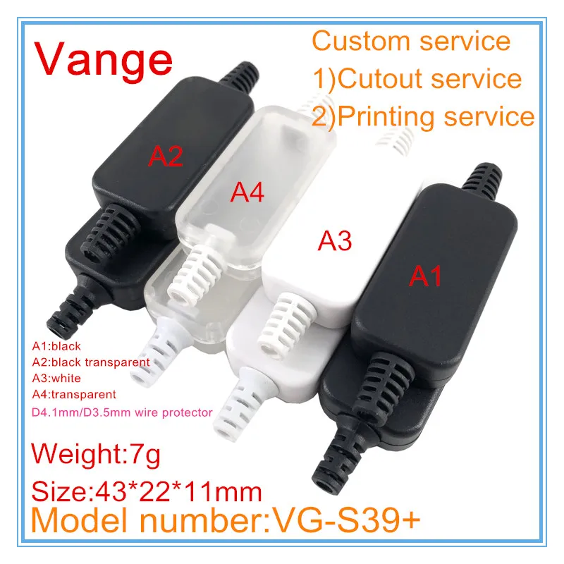 

10pcs/lot wire protector extruded case black ABS plastic material housing box 43*22*11mm for wire product
