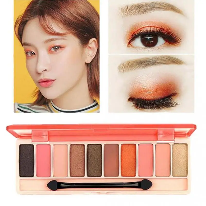 

10 Colors Matte Eye Shadow Palette Shimmer Eyeshadow Cosmetic Non Dizzy Easy to Color Nude Eyeshadow with Brush Eyes Makeup