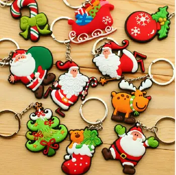 

DHL FREE 500PCS mixed designs 5cm Santa Claus key chains Christmas gift soft pvc keychain KIDS TOYS Christmas tree ornaments